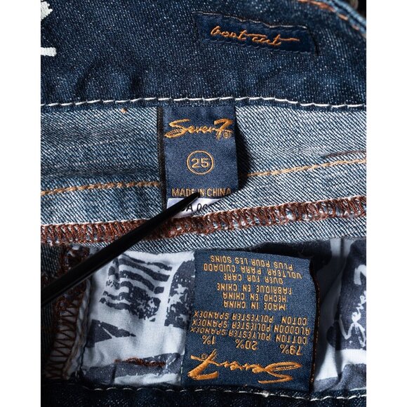 Seven7 Jeans Womens 27x33 Boot Cut Slim Low Rise Dark Wash Stretch Thick Stitch - Picture 8 of 9